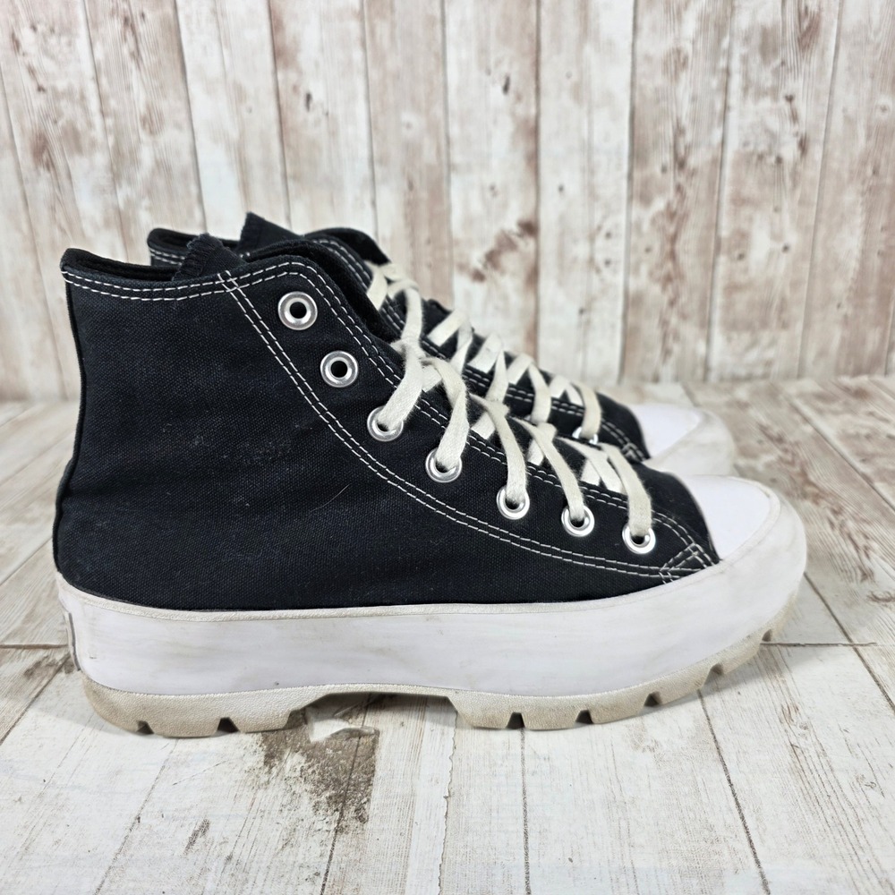 Converse Chuck Taylor All Star Lugged High Top Black White Platform 565901C W7